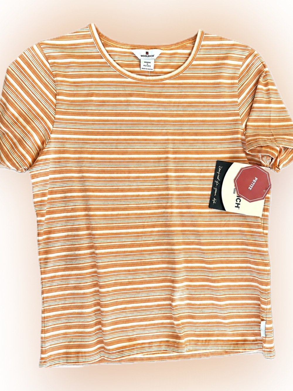 NWT Woolrich Petite Striped Baby Tee S Orange Y2K Style